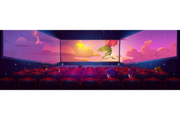 Download Empty Movie Theater Hall with Panoramic Screen - Panoramic Collection