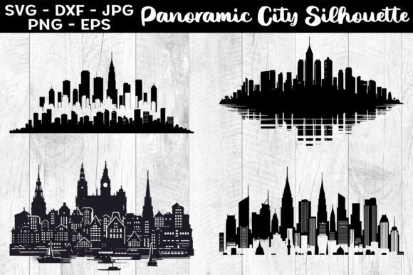 Download Panoramic City Silhouettes SVG EPS PNG - Panoramic Collection