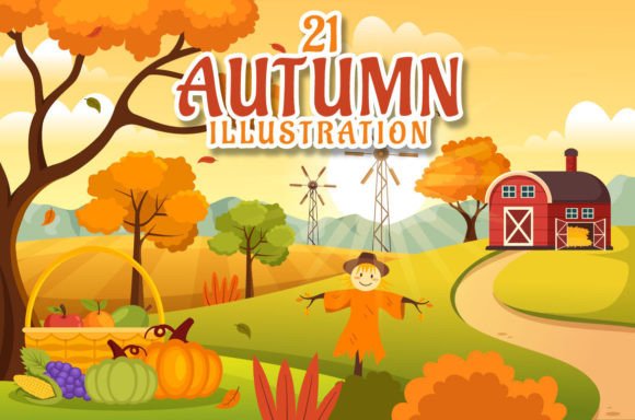 Download 21 Panoramic Autumn Vector Illustration - Panoramic Collection